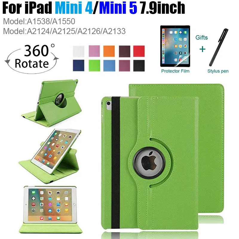 360 градусов вращающийся кожаный умный чехол для Apple iPad mini 4 5 2019 7 9 mini4 mini5 A1538 A1550 Coque