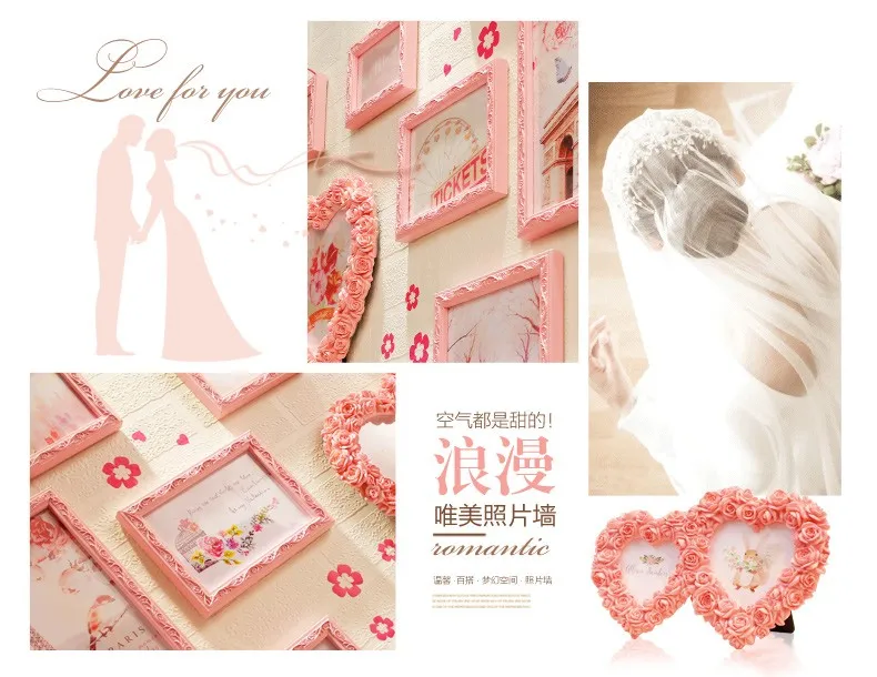 Романтическая фоторамка в форме сердца, настенная рамка, белая качественная рамка для свадебного декора комнаты, семейная фоторамка, 10 шт