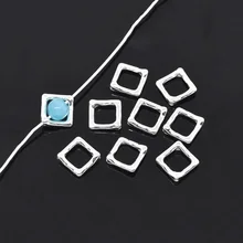 50 шт. квадратный шарик рамки для бижутерии, материал для Серебряный браслет «сделай сам» с Цвет для изготовления украшений из бисера своими руками для изготовления украшений вручную ремесло аксессуары 12x12 мм