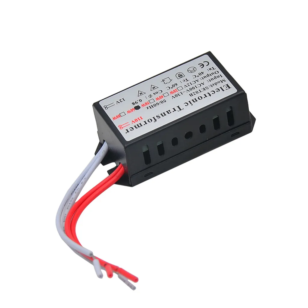 

No Noise Ac 110v To 12v 60w Converter Halogen Lamp Dri-ver Power Supply No Stroboscopic So On Various Low-voltage Car Lamp#P20