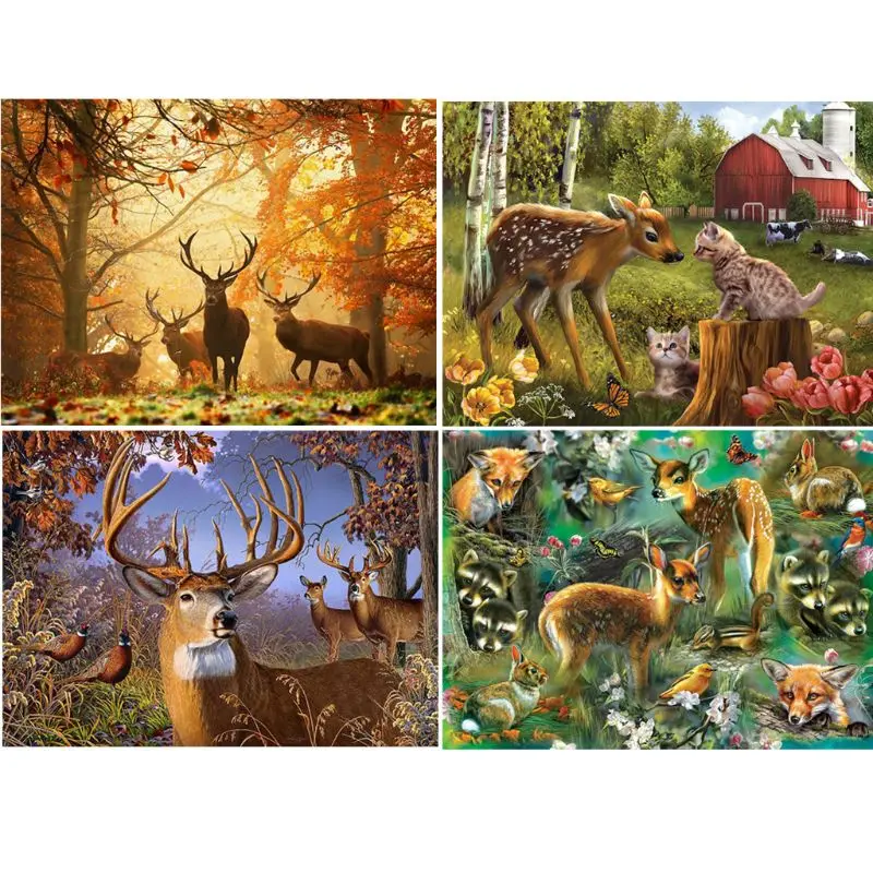 

4 Pack Deer 5D DIY Diamond Painting Kits Full Drill Rhinestone Embroidery Cross Stitch Home Decor Craft