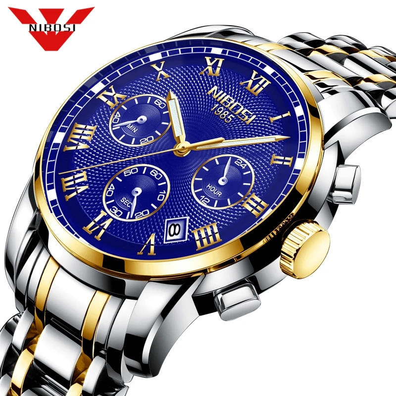 

NIBOSI Watch Men Fashion Sport Quartz Clock Mens Watches Top Brand Luxury Full Steel Business Waterproof Watch Relogio Masculino