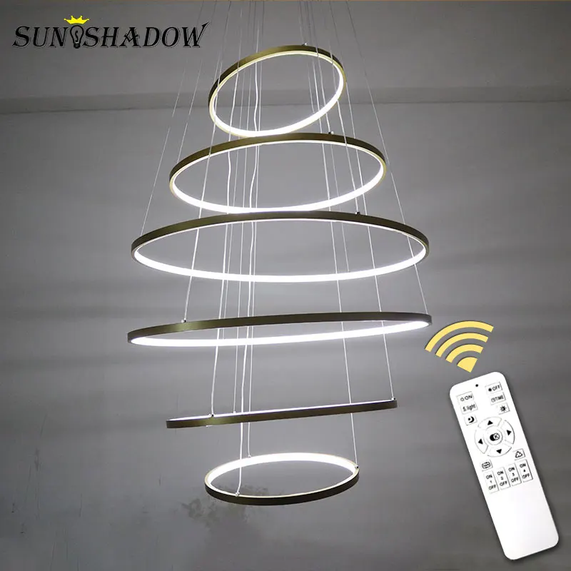 

6Rings Creative Modern Led Chandelier Large Lights Living room Dining room Kitchen Circle Aluminum Ceiling Chandelier Lightings