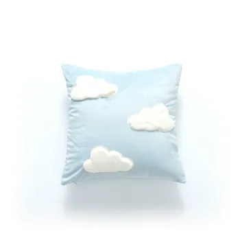 

DUNXDECO Cushion Cover Decorative Pillow Case Cojines Chic 3D Cloud Blue Velvet Coussin Kid Girl Room Sofa Chair Decoration