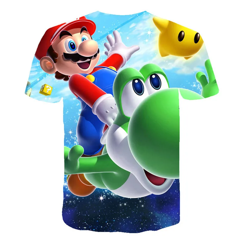 Летняя модная детская футболка, футболка с рисунком героев мультфильма «Супер Марио», мужские и женские футболки с 3D принтом