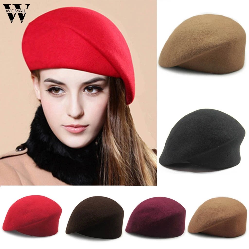 Boina de lana gorro plano de punto, sombreros de boinas para mujer, sombrero de pintor de hueso, Au30, 100%|Boinas de mujer| - AliExpress