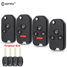 KEYYOU Modified Flip Remote Car Key Shell For for Honda Fit Civic CRV Jazz HRV Accord Pilot Insight 2/3/4 Button Foliding Key