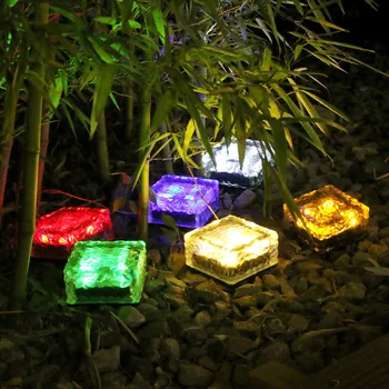 

Solar Lights4LEDSolar Ice-Cream Brick Lamp Household Solar Buried Ice Flower Led Brick Light Waterproof Glass Floor Lamp