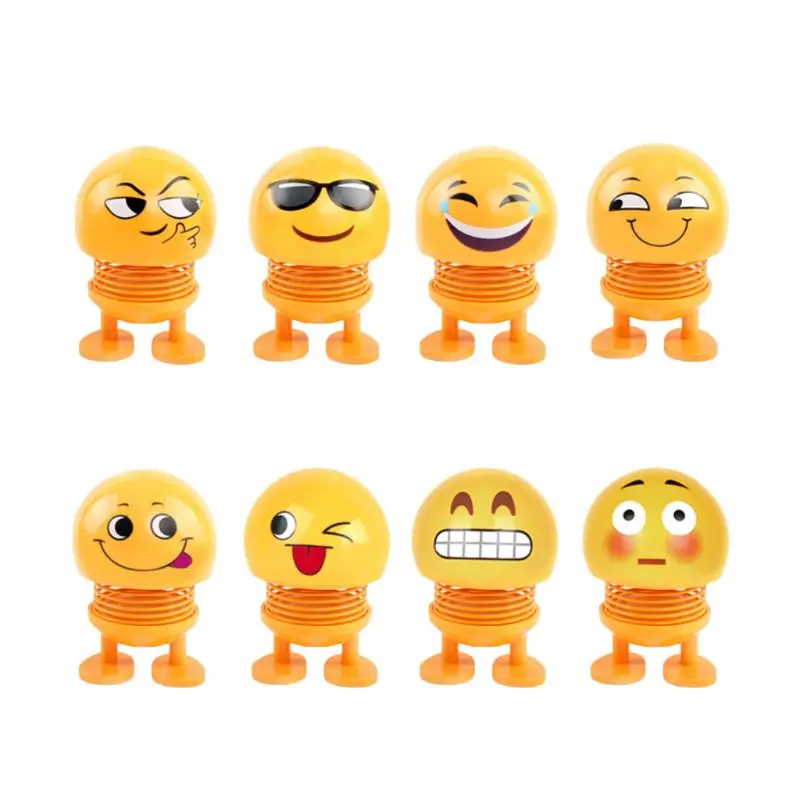 

Funny Spring Man Shaking Head Doll Emoji Emotion Face Expression Figure for Children Toys Gifts Car Decor Supplies Y51E