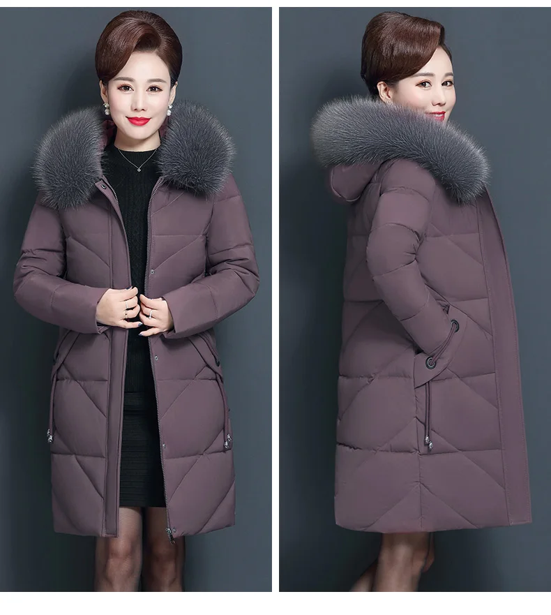 Большой размер женская зимняя одежда хлопковая куртка длинная хлопковая куртка среднего возраста благородная хлопковая стеганая теплая хлопковая одежда(XL-9XL
