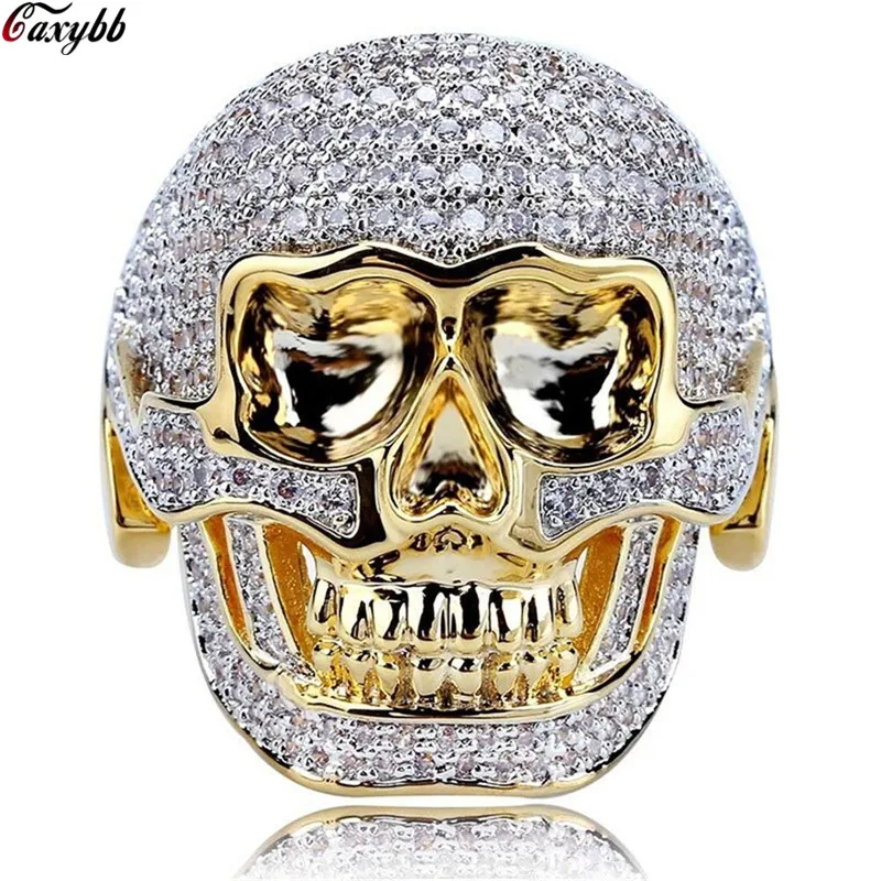 

Skull Rings For Men Rock Punk Unisex Crystal Gold Color Biker Ring Male Fashion Skull Jewelry Wholesale