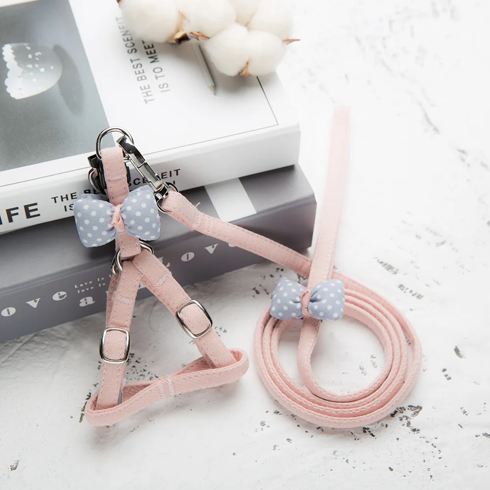 

Cute Pillow Knot Pet Dog Harness Leash Set Dog Vest for Small Dogs Bow Tie Puppy Harness Princess