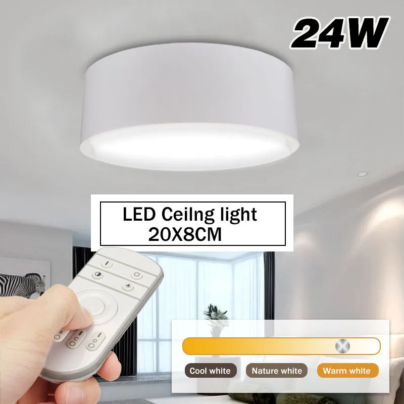 

3color Dimming Ceiling Light 24W Round LED Controle Remoto 30-50m 48led 5730 2400LM Fixture Kitchen Bedroom Down Lamp AC110-240V