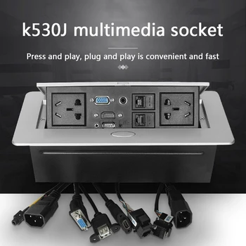 

New Desktop Socket Universal Socket Conference Room POP UP Table Socket Zinc Alloy Panel VGA Audio HDMI USB Network Interface