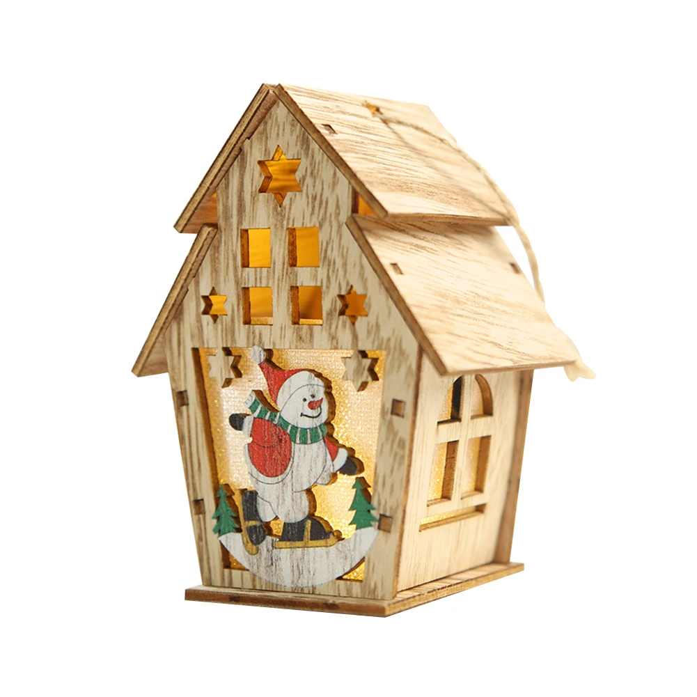 Деревянный дом с двойной крышей с легким прочным висячий подарок DIY Детский шнурок украшение рождественской елки портативный старый
