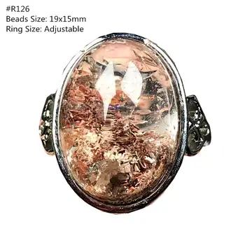 

Genuine Natural Red Phantom Quartz Ring Jewelry For Woman Lady Man Crystal Love Gift Oval Beads Fashion Adjustable Ring AAAAA