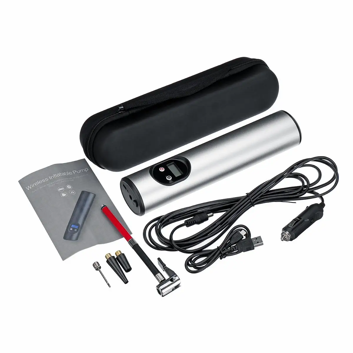 Silver 20L/мин 12V 150PSI Fineed/Коллекция Портативный USB интерфейс воздушный компрессор насосы для автомобиля с ЖК-дисплей дисплей для мини-камера для автомобиля мотоцикла шины Мячи 6000mA - Название цвета: Silver