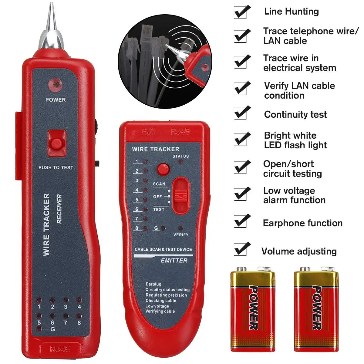 1 комплект Ethernet LAN Сетевой кабель тестер UTP STP RJ11 RJ45 Cat5 Cat6 телефонный провод трекер Tracer тонер детектор линия Finder