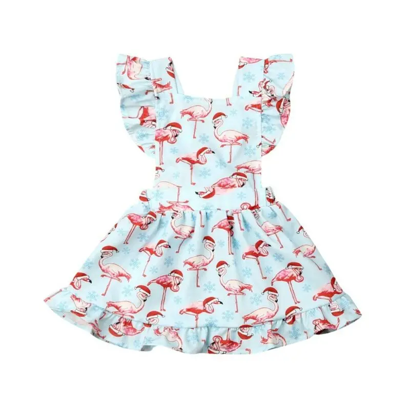 

2019 Toddler Newborn Infant Baby Girl Flamingo Dress Summer Sleeveless Overall Casual Party Backless Xmas Dresses Clothing