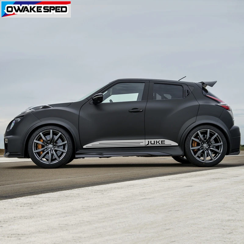 Обе стороны гоночные полосы для Nissan JUKE NISMO двери автомобиля юбка наклейки спортивный стиль авто кузова Декор виниловые наклейки аксессуары
