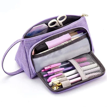 

Big Capacity Colored Linen Storage Pouch Marker Pen Pencil Case Stationery Bag Holder for Middle High School Office College Chri