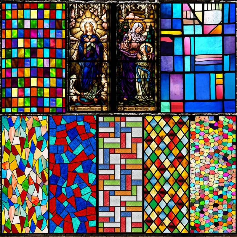 1 Roll Stained Glass Window Decoration Sticker Film Htv Heat Transfer Vinyl For Privacy Window Film Church Decoration Glass Decorative Films Aliexpress