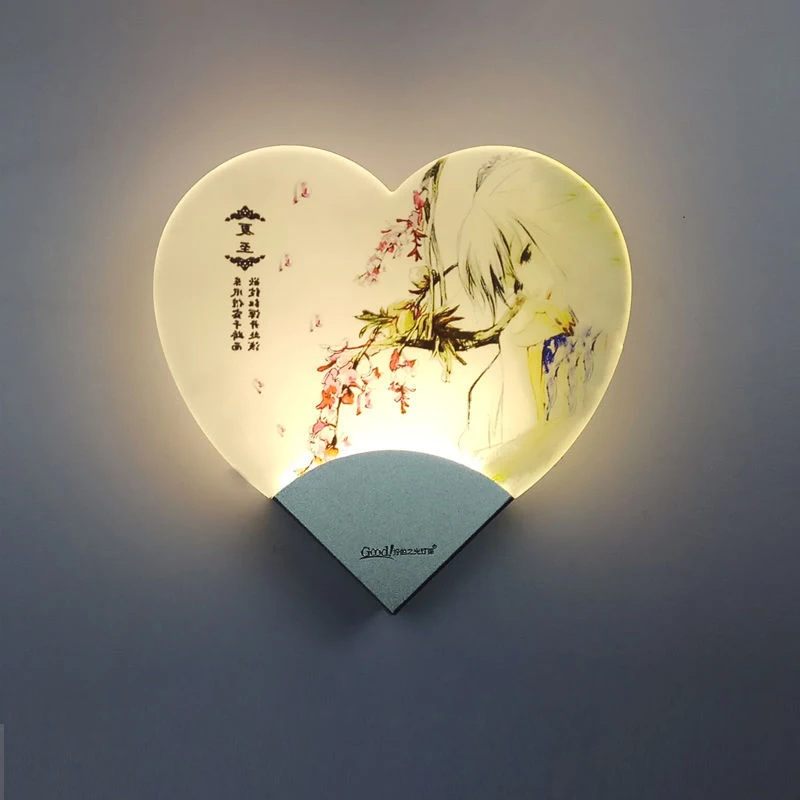 ZMISHIBO секторный Веерообразный светодиодный настенный светильник для дома, гостиной, украшения 5 Вт, 220 В, Настенный бра, милый в форме сердца, осветительные приборы - Цвет абажура: A