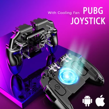 

PUBG Mobile Joystick Controller Trigger Game Fire Turnover Button Gamepad for iOS Android 6 Finger Operating With Cooling Fan