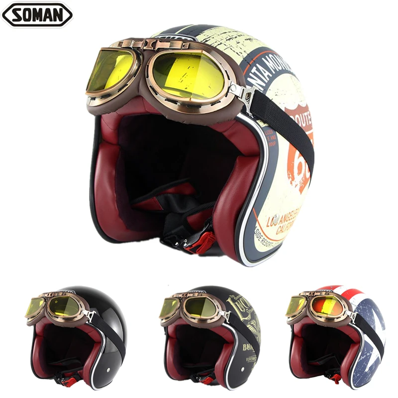Soman Motorcycle Helmet SM512 Motocicleta Cacapete Casco Casque para Retro moto casco 3/4 open face helmet DOT approved