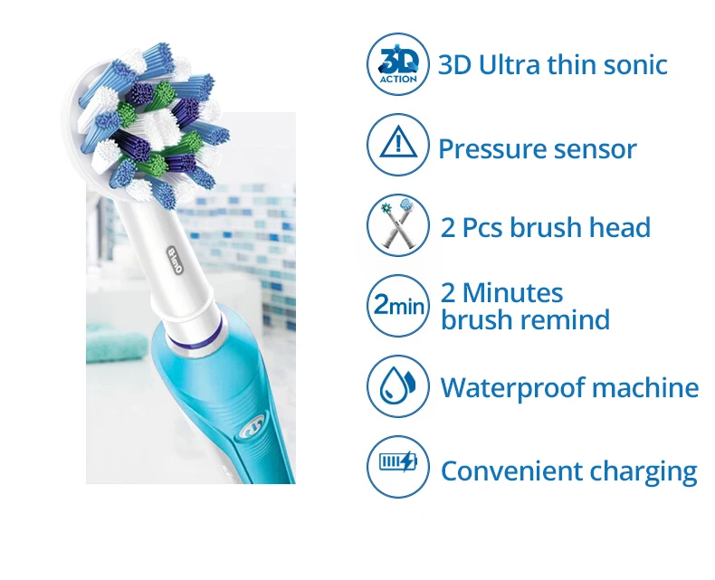Oral B PRO600 Electric Toothbrush 3D Deep Clean Teeth Whitening Automatic Timer Rechargeable Tooth Brush Replacemnt Brush Head Oral B PRO600 Electric Toothbrush 3D Deep Clean Teeth Whitening Automatic Timer Rechargeable Tooth Brush Replacemnt Brush Head