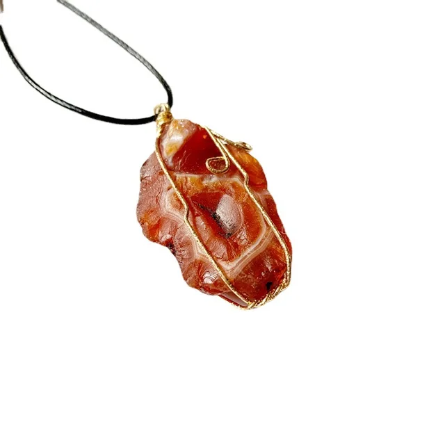 Collar de cornalina envuelta a mano para hombres y mujeres piedra Natural Chakra de cristal curativo