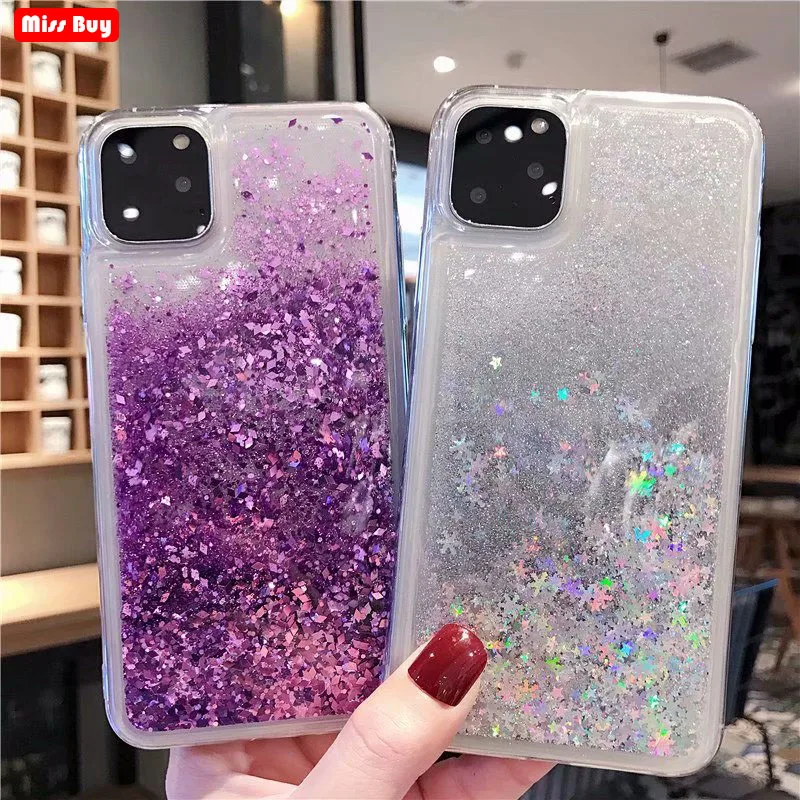 Роскошный блестящий чехол с жидким песком зыбучим и звездой для iPhone 11 2019 Pro Max 11Pro