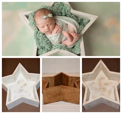 Mini lit en bois en forme d'étoile à 5 branches, pour photographie de bébé, accessoire de studio créatif pour séance photo de nouveau né 