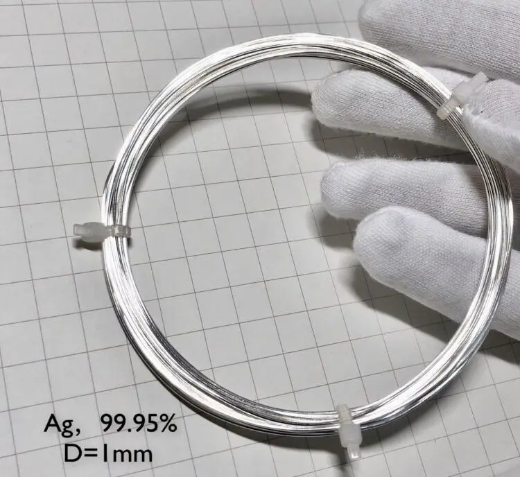 Серебряный проволочный элемент Ag образец D 1 мм 99.95% чистая Периодическая таблица |