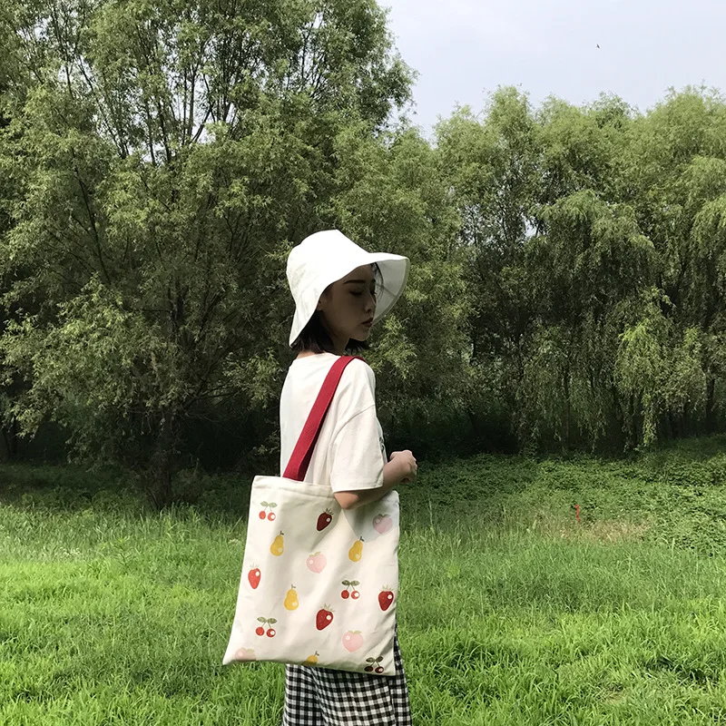 

Shoulder Bags Tote Bags Women 2019 New Hot Fashion Female Casual Cute Fruits Printing Zipper Canvas Bags Handbags
