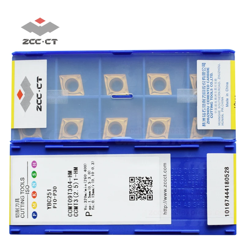 

50pcs ZCC-CT carbide turning inserts CCMT09T304-HM CCMT09T304 -HM for semi-finishing of steel CCMT