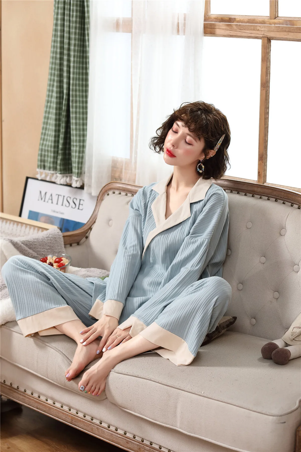 Корейская мода для беременных пижамный комплект элегантный на открытом воздухе костюм для кормления одежда для сна зимняя одежда для беременных нижнее белье ночное белье