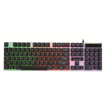 

USB Computer Wired Keyboard Colorful Backlit Game Rainbow Glow Floating Button