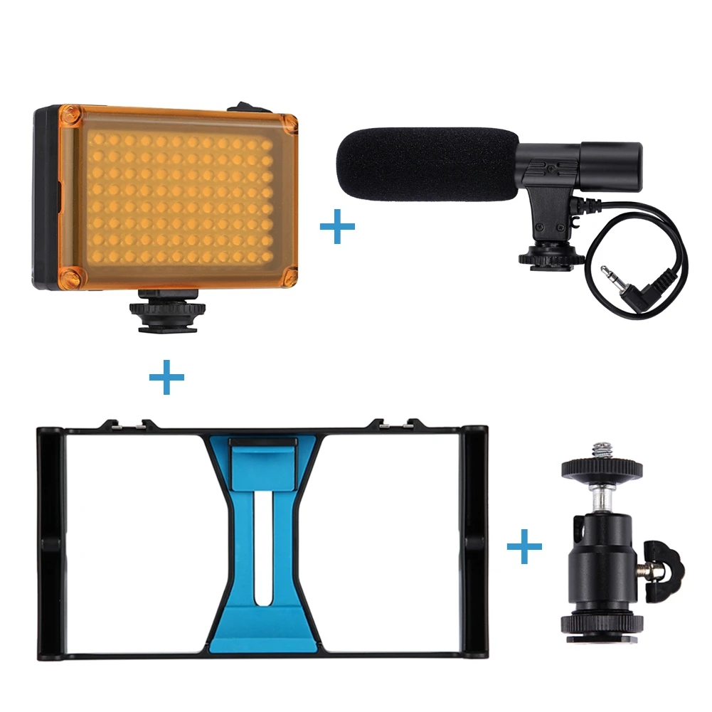 Мобильный телефон держатель Холодный башмак крепление + микрофон для Vlogging Rig