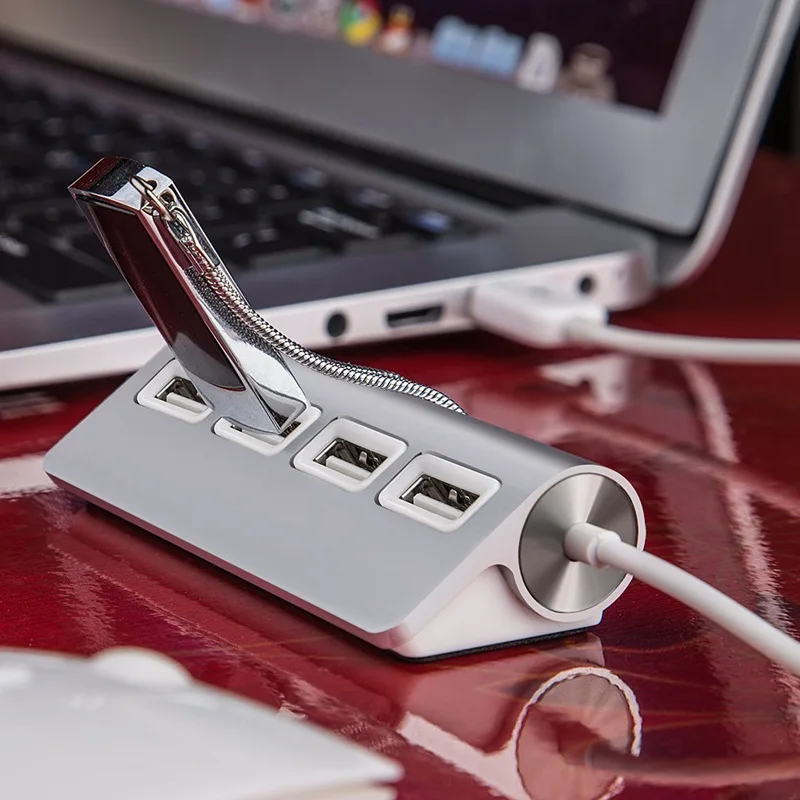 USB HUB, Premium 4 Port Aluminum USB Hub with 11 inch Shielded Cable for iMac, Mac Books, PCs and Laptops-3