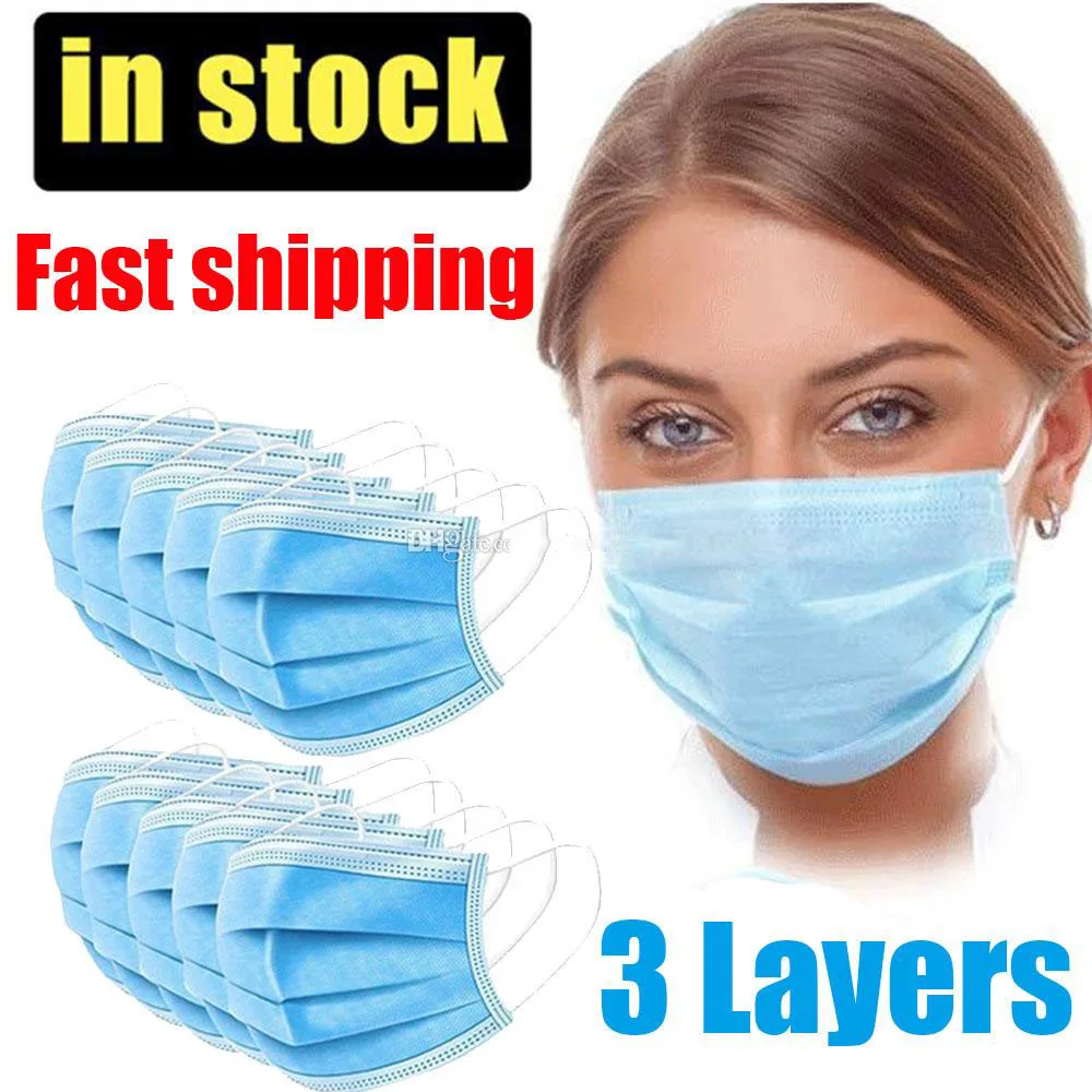 

Wholesale Face Mask 3 Layer Ear-loop Air dust Pollution Protection Masks mouth Cover 3-Ply Non-woven Disposable Mask