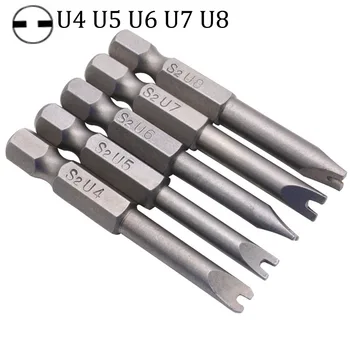 

5Pcs/Set Security Bit Set Tamper Proof Screwdriver Drill Bit Screw Driver Bits Hex Shank Magnetic U Shaped 50mm Driver Bits Hand