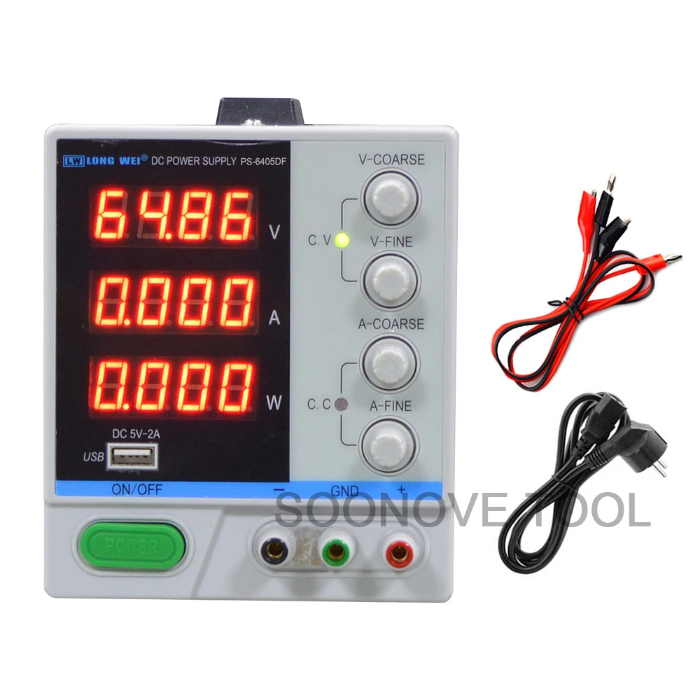 PS-6405DF 60 в 5A Высокоточный Регулируемый источник питания постоянного тока Регулируемый 4 светодиодный цифровой переключатель лабораторный тест Линейный источник питания