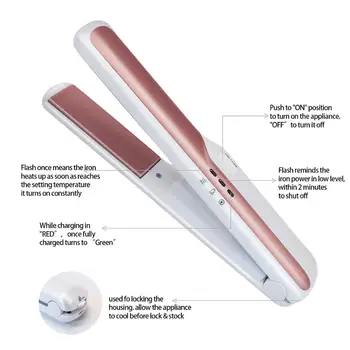 

Newest 2 In 1 Wireless Hair Curler Straightener Mini Charging Hair Curler Usb Straight Hair Straightener Style Tooling