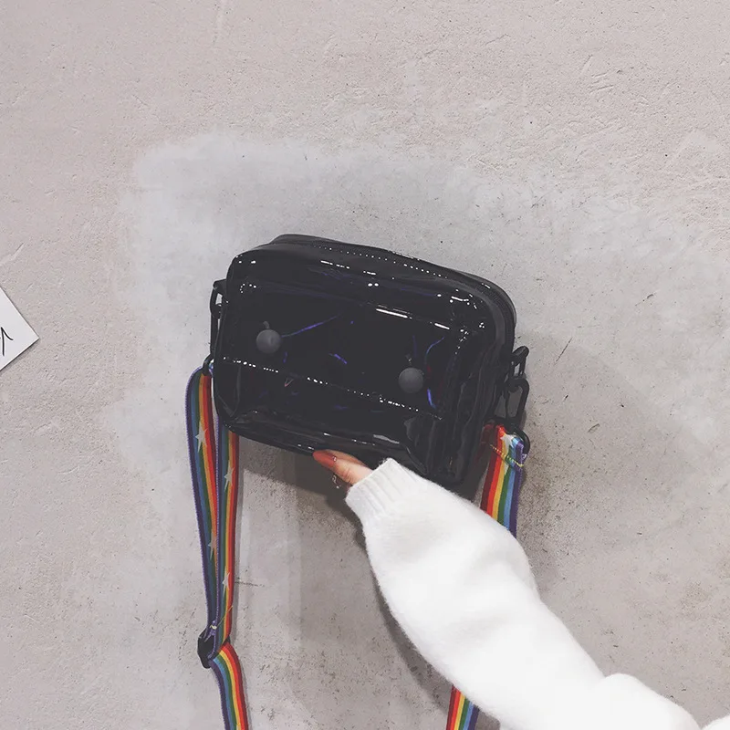 Black handbag PGOLEGGY лазерные сумки через плечо для женщин модные сумки роскошные женские Сумки из искусственной кожи сумки на плечо для путешествий водонепроницаемые сумки - Цвет: Black handbag
