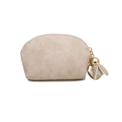 Chic Tassel Floral PU Leather Mini Wallet & Coin Purse (Beige)