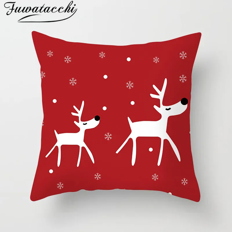 

Fuwatacchi 4pcs Christmas Style Pillow Cover Cartoon Santa Cushion Cover Deer Snowman Decorative Pillowscase For Home Sofa Car