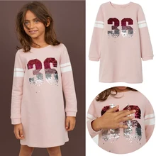 Коллекция года, зимнее платье для девочек Детские платья с длинными рукавами для маленьких девочек, платье с блестками и единорогом осенний костюм принцессы для маленьких девочек