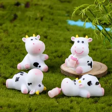 かわいい牛置物ミニチュア乳牛動物モデルリトル像人形おもちゃの家の装飾、子供のおもちゃ手芸 Diy アクセサリー(China)