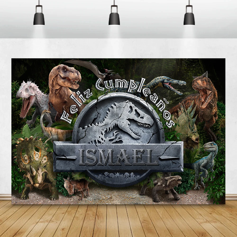 Dinosaur Theme Backdrop Photographic Studio Photo Background Baby Birthday Party Decorations Backdrop Prop Customize Name photo backdrop